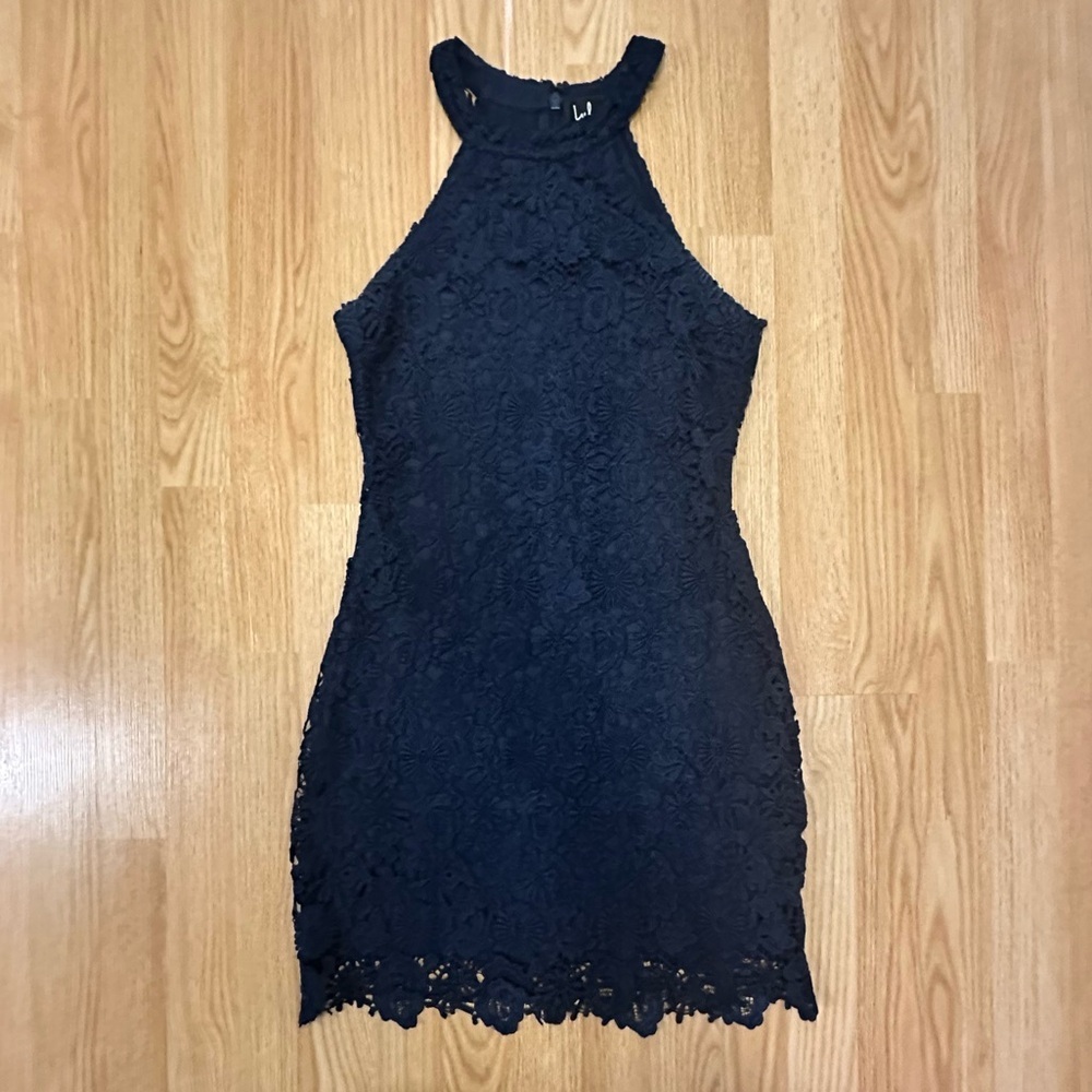 LULUS Love Poem Navy Blue Lace Mini Dress - Picture 6 of 7